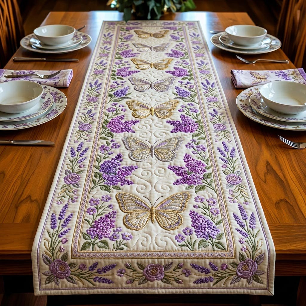 Butterflies Among Lavender Sprigs Table Runner - Made to Order TABLE928