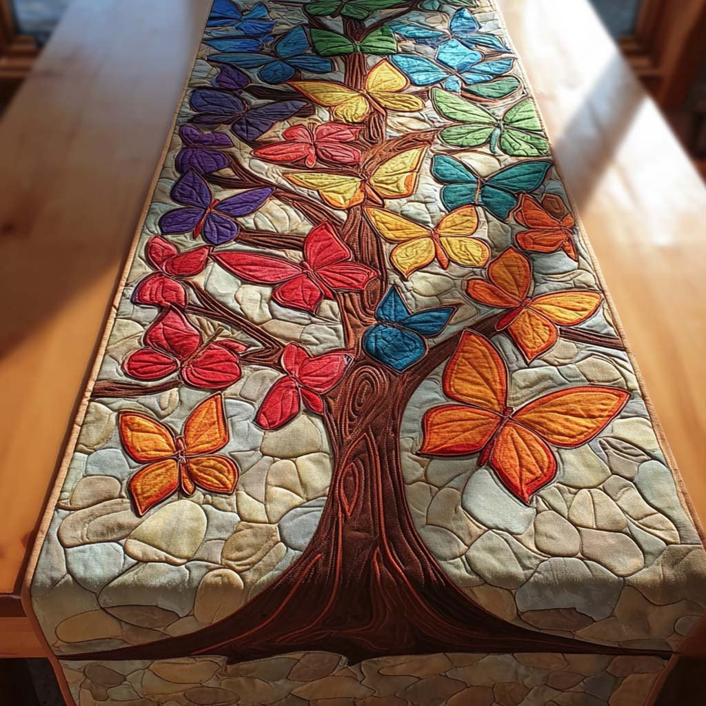 Butterfly Tree in Orange and Red Table Runner - Made to Order TABLE928
