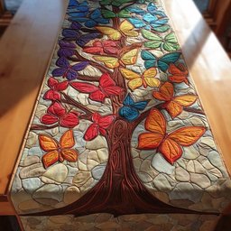 Butterfly Tree in Orange and Red Table Runner - Made to Order TABLE928