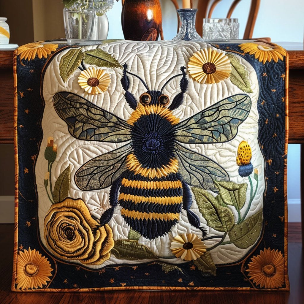Bumblebee with Cream Flowers Table Runner - Made to Order TABLE928