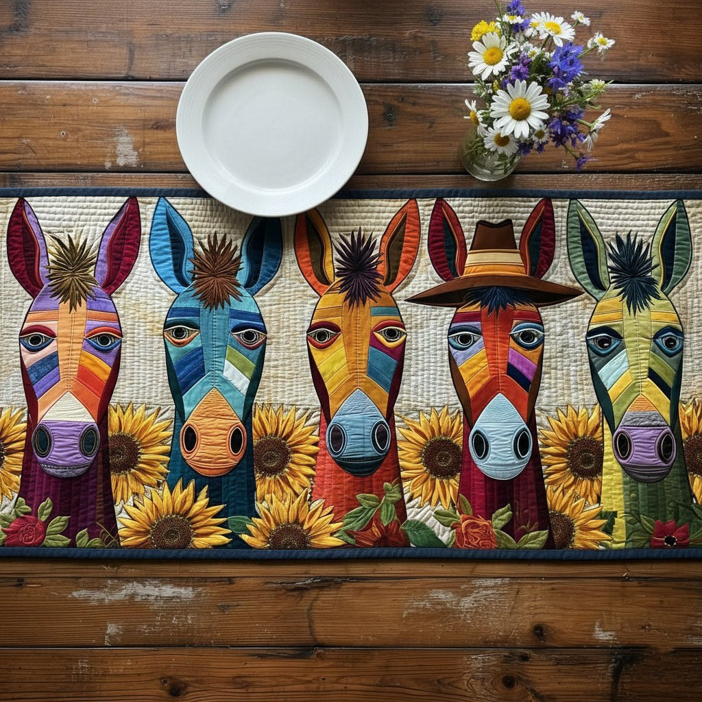 Bright Donkeys Among Sunflowers Table Runner - Made to Order TABLE928