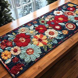 Bright Daisies on Navy Table Runner - Made to Order TABLE928