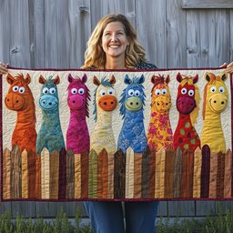 Bright Horses Over Picket Fence Table Runner - Made to Order TABLE928