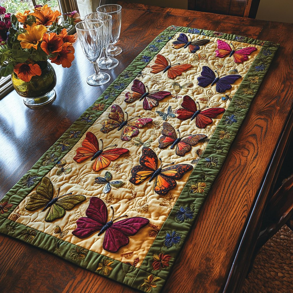 Butterflies on Cream Quilting Table Runner - Made to Order TABLE928