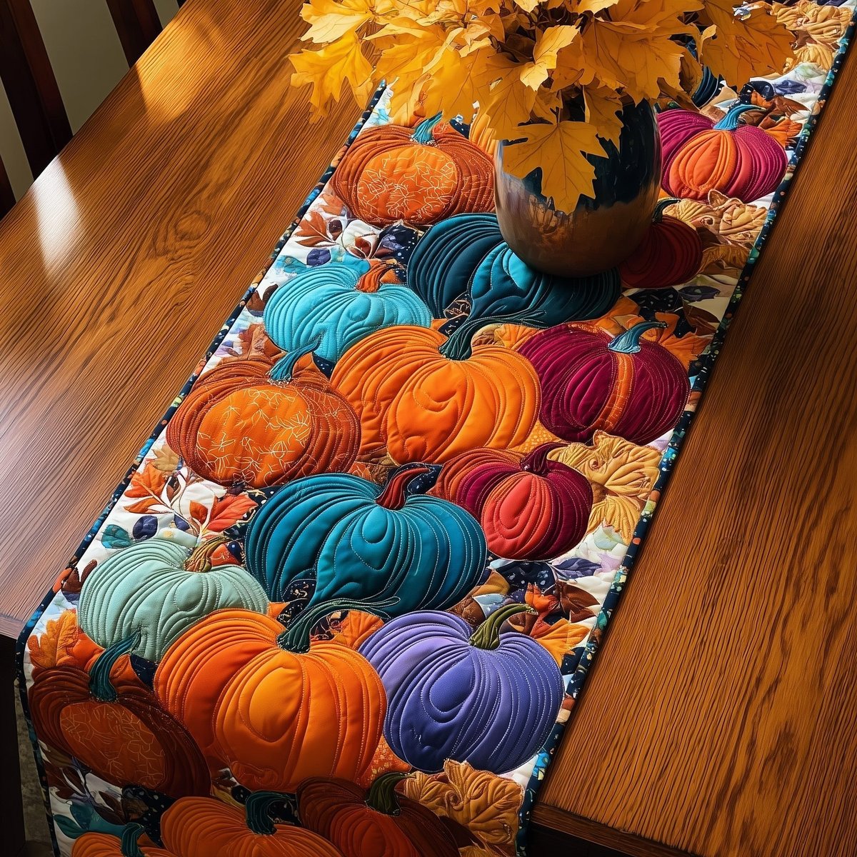 Brightly Colored Pumpkin Pile Table Runner - Made to Order TABLE928