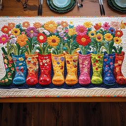 Boots of Bloom Table Runner - Made to Order TABLE928