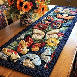 Butterflies on Navy Ground Table Runner - Made to Order TABLE928