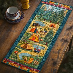 Bright Tents at the Campground Table Runner - Made to Order TABLE928