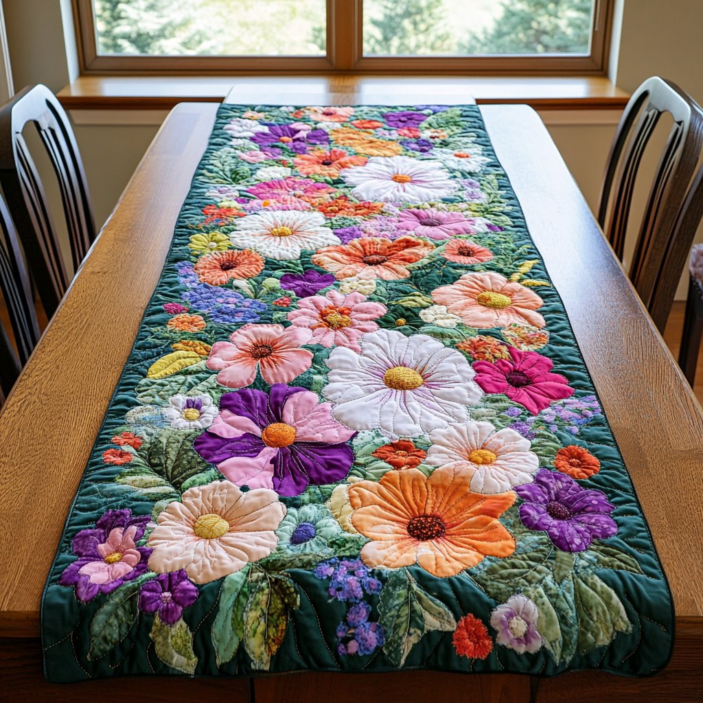 Bright Mixed Flower Bouquet Table Runner - Made to Order TABLE928
