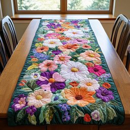 Bright Mixed Flower Bouquet Table Runner - Made to Order TABLE928