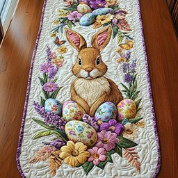 Bunny Among Eggs and Flowers Table Runner - Made to Order TABLE928
