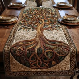 Brown Tree Circle of Roots Table Runner - Made to Order TABLE928