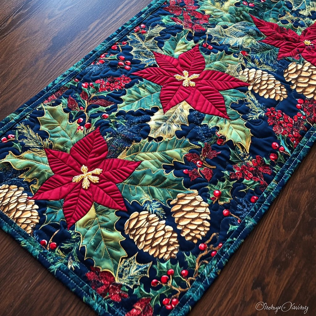 Bold Poinsettia Beauty Table Runner - Made to Order TABLE928