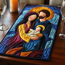 Bold Color Holy Family Portrait Table Runner - Made to Order TABLE928