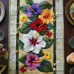 Blushing Hibiscus Table Runner - Made to Order TABLE928