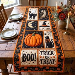 Boo Trick or Treat Black Cats Table Runner - Made to Order TABLE928