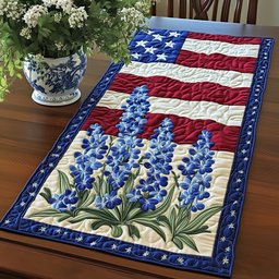 Bluebonnets on Flag Stripes Table Runner - Made to Order TABLE928