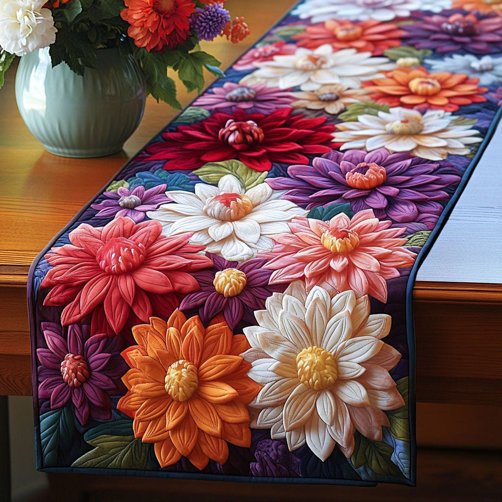 Bold Dahlia Patchwork Table Runner - Made to Order TABLE928