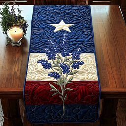 Bluebonnets in Texas Flag Colors Table Runner - Made to Order TABLE928