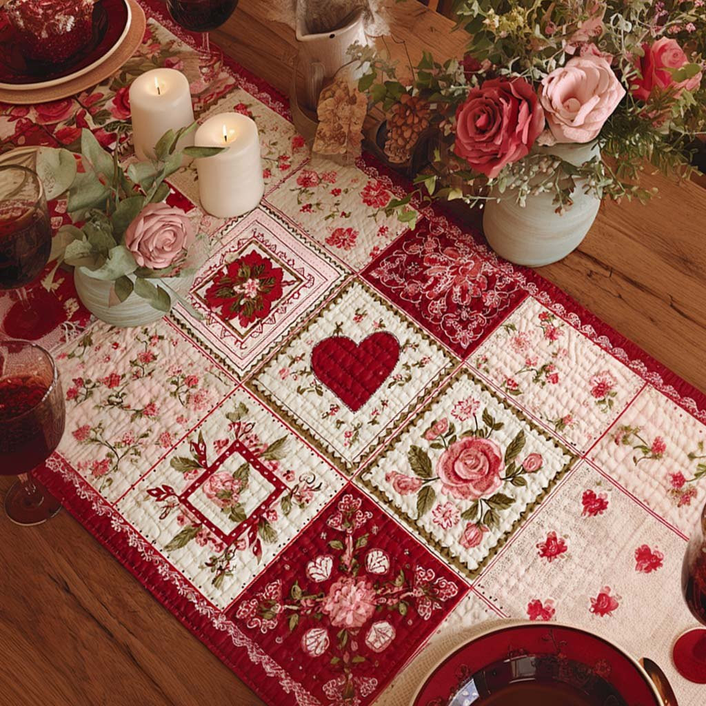 Blush Rose Cottage Heart Table Runner - Made to Order TABLE928