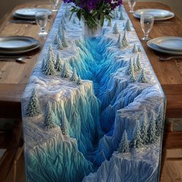 Blue Mountain Forest Landscape Table Runner - Made to Order TABLE928