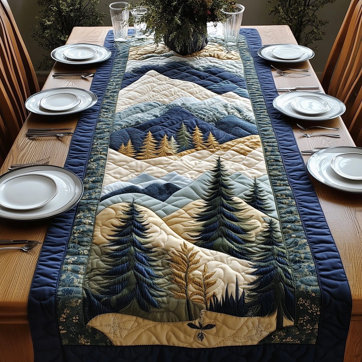 Blue Forest Beside a River Table Runner - Made to Order TABLE928