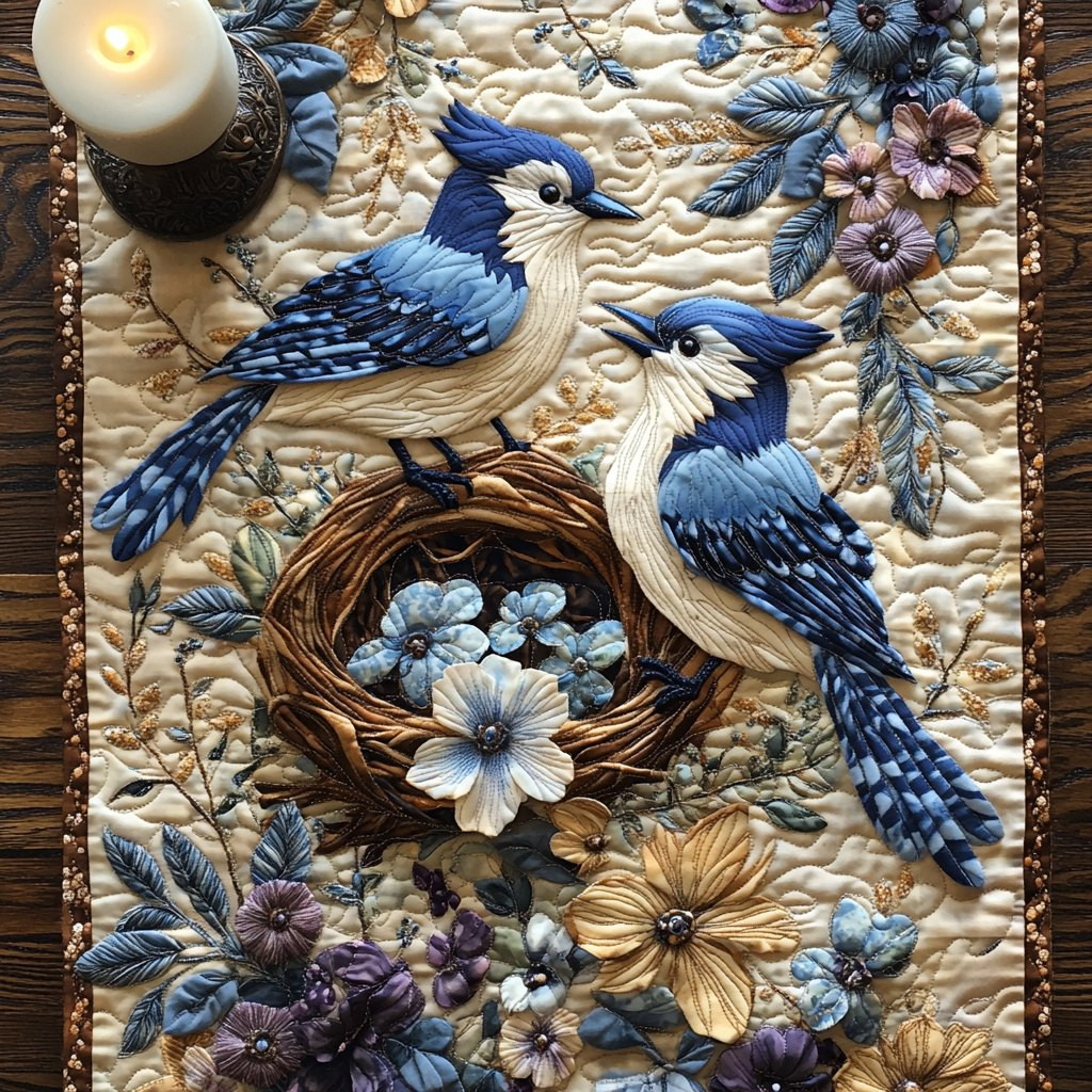 Blue Jays Beside a Nest Table Runner - Made to Order TABLE928