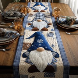 Blue Gnome with Snowflakes Table Runner - Made to Order TABLE928