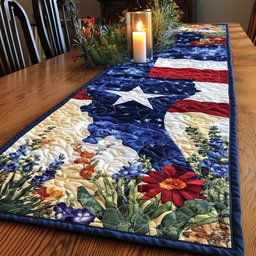 Blue Star with Garden Flowers Table Runner - Made to Order TABLE928
