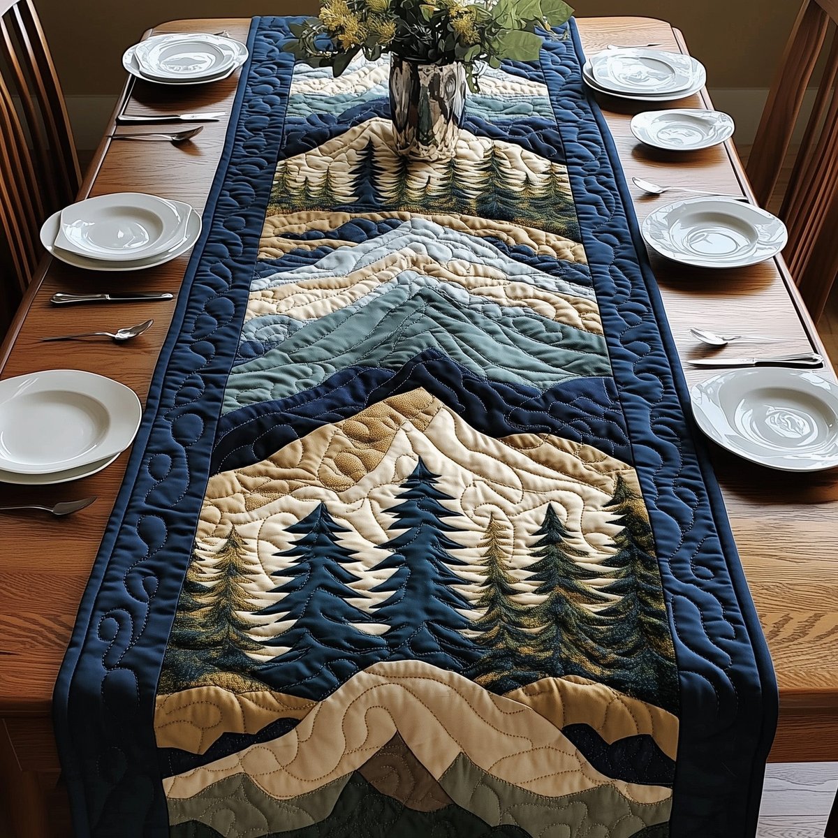 Blue Mountains Behind Dark Pines Table Runner - Made to Order TABLE928