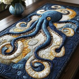 Blue Octopus with Cream Tentacles Table Runner - Made to Order TABLE928