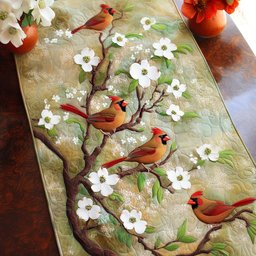 Blossoming Cardinals Table Runner - Made to Order TABLE928