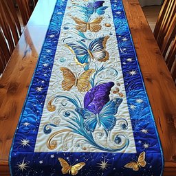 Blue Butterflies on Navy Swirls Table Runner - Made to Order TABLE928