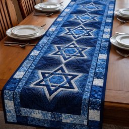Blue and White Layered Stars Table Runner - Made to Order TABLE928