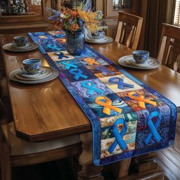 Blue and Orange Awareness Ribbons Table Runner - Made to Order TABLE928