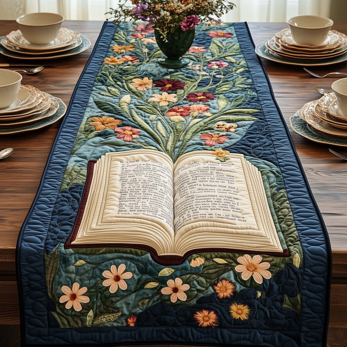 Blooming Pages Table Runner - Made to Order TABLE928