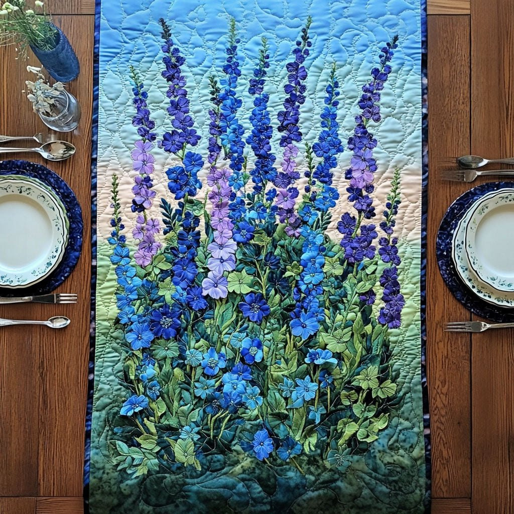 Blue Delphinium Spires Table Runner - Made to Order TABLE928