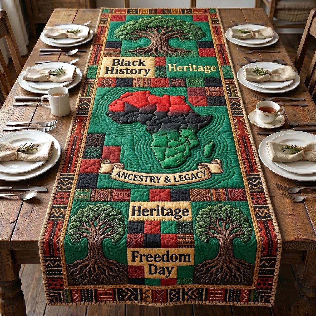 Black History Heritage and Freedom Day Table Runner - Made to Order TABLE928