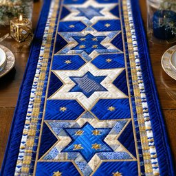 Blue and Gold Star Blocks Table Runner - Made to Order TABLE928