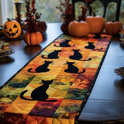Black Cats Gathering Table Runner - Made to Order TABLE928