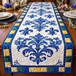 Blue Baroque Fleur Table Runner - Made to Order TABLE928