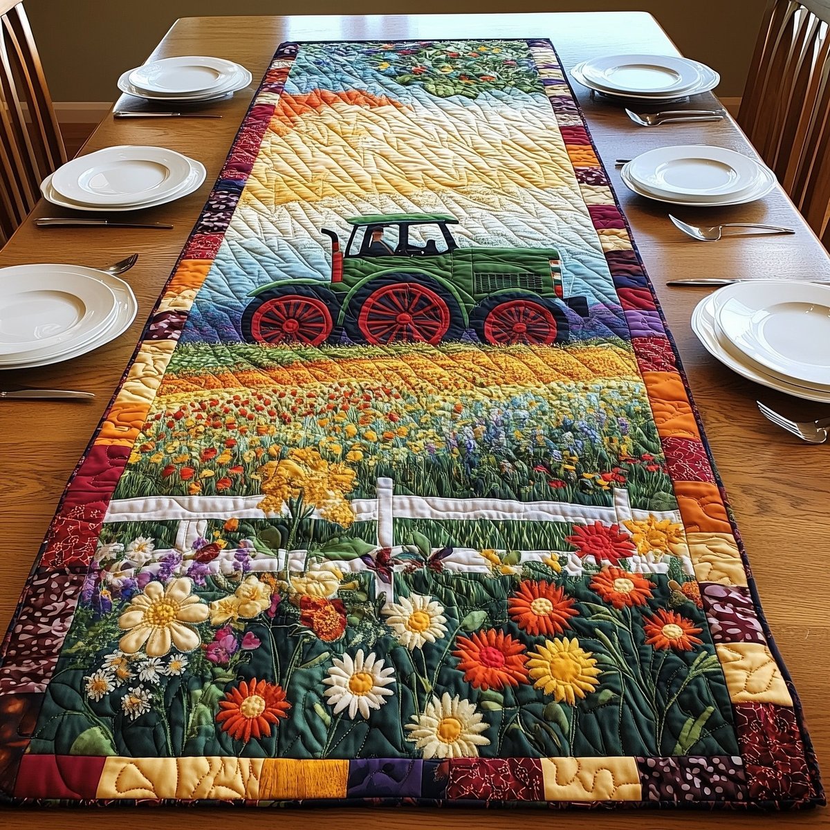 Blooming Tractor Table Runner - Made to Order TABLE928