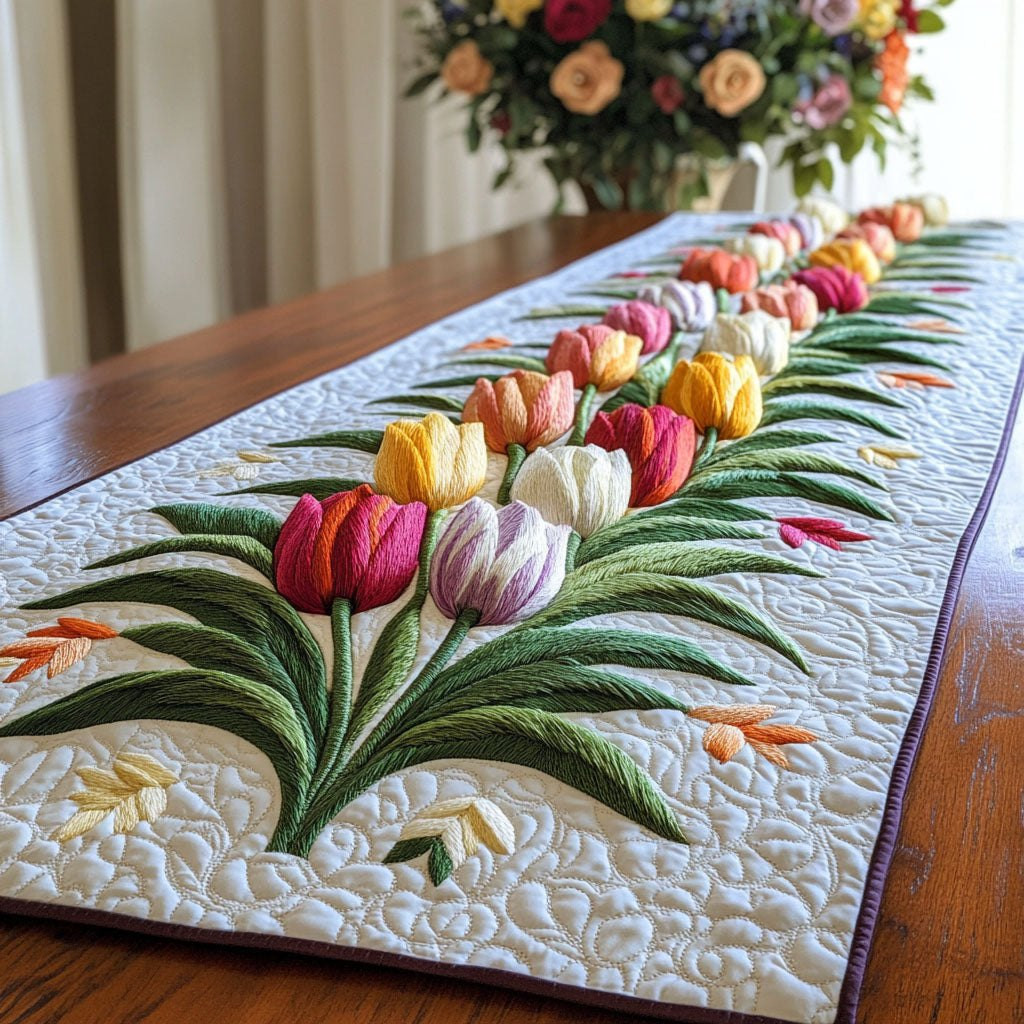 Blooming Tulip Rows Table Runner - Made to Order TABLE928