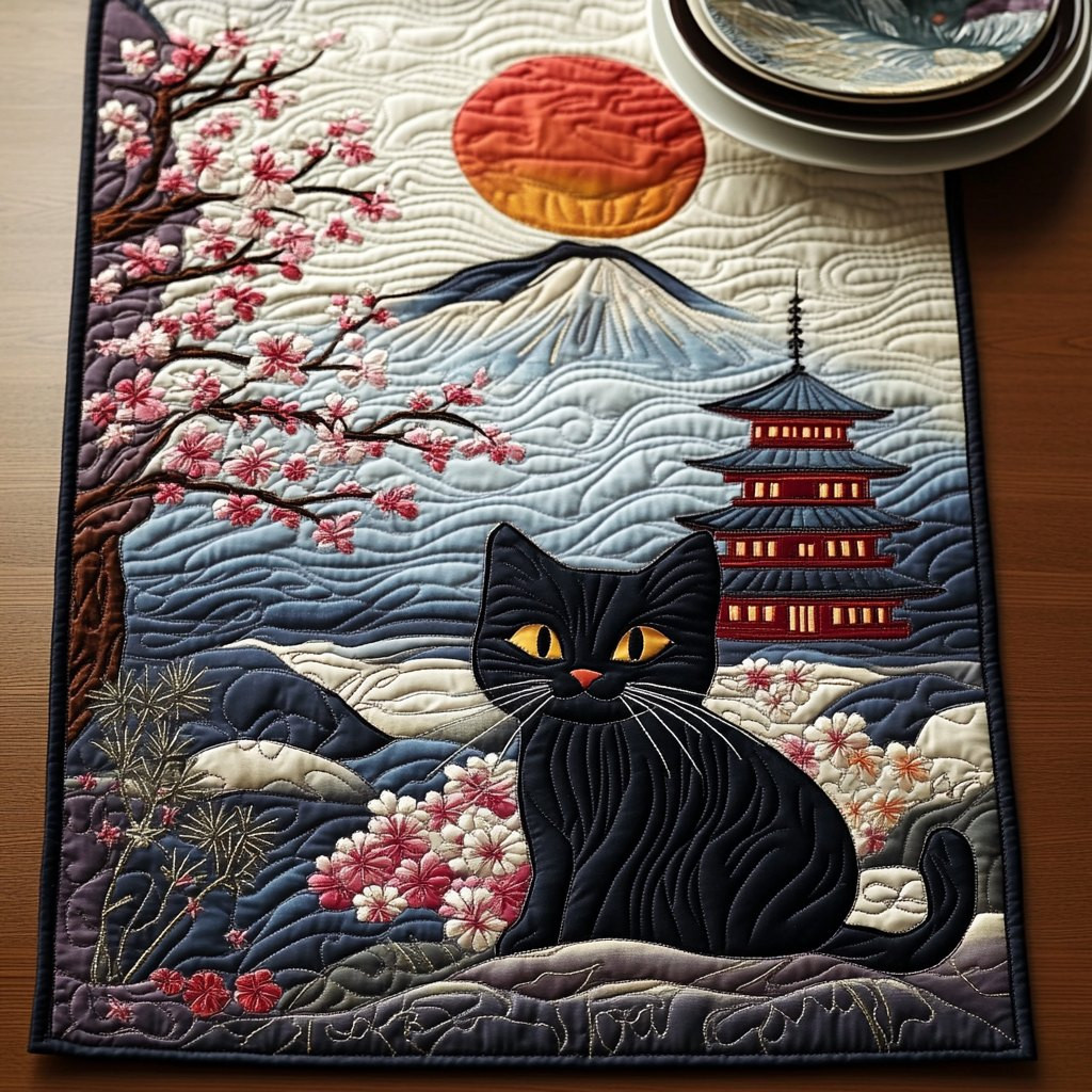 Black Cat Pagoda Table Runner - Made to Order TABLE928