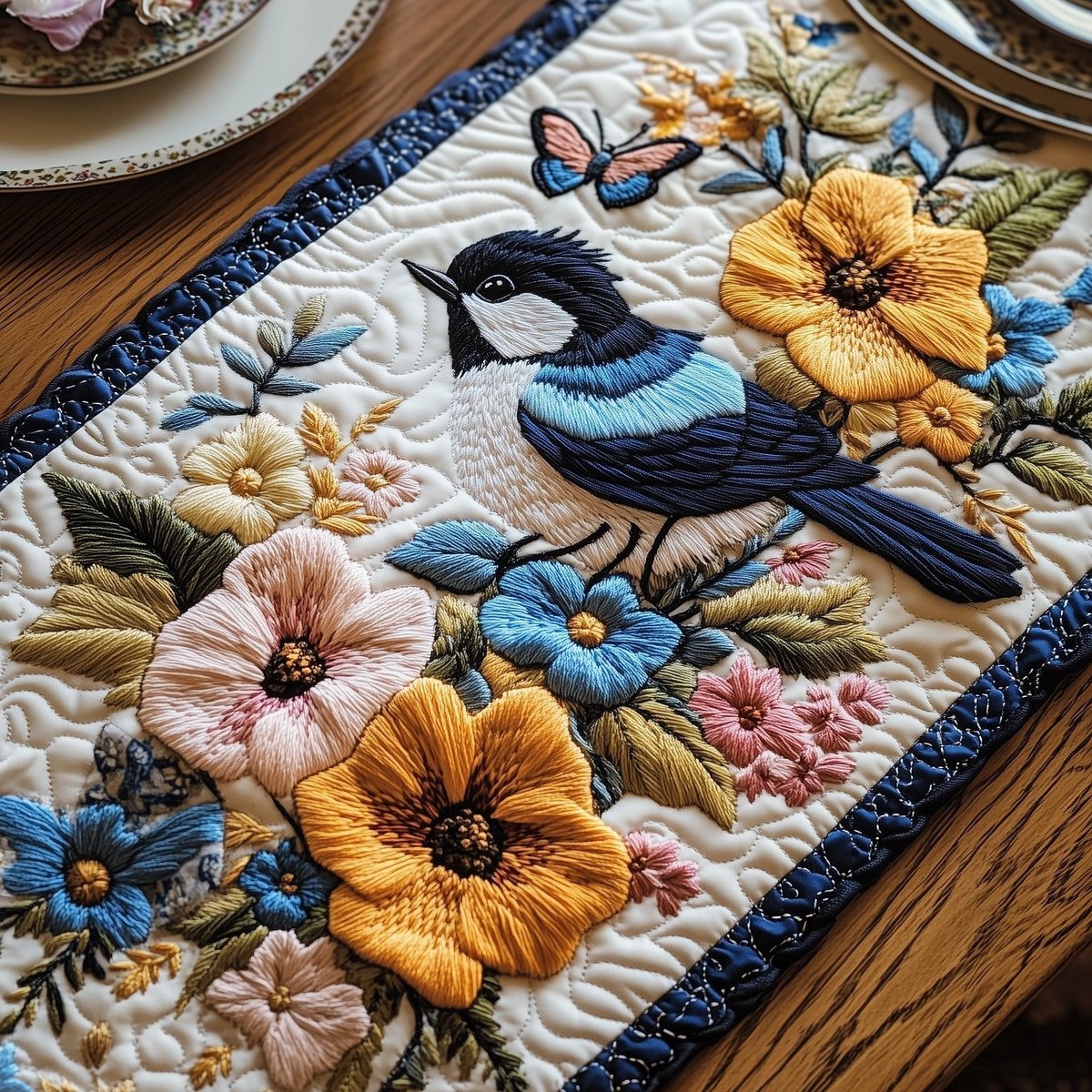 Blossom and Bluebird Table Runner - Made to Order TABLE928