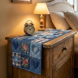 Blue Floral Patchwork Blocks Table Runner - Made to Order TABLE928