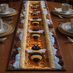 Bees on Amber Center Panel Table Runner - Made to Order TABLE928