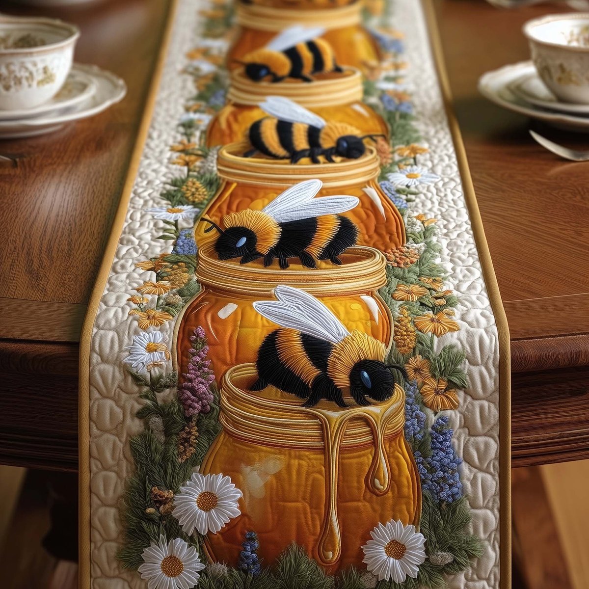 Bees on a Honey Jar Table Runner - Made to Order TABLE928