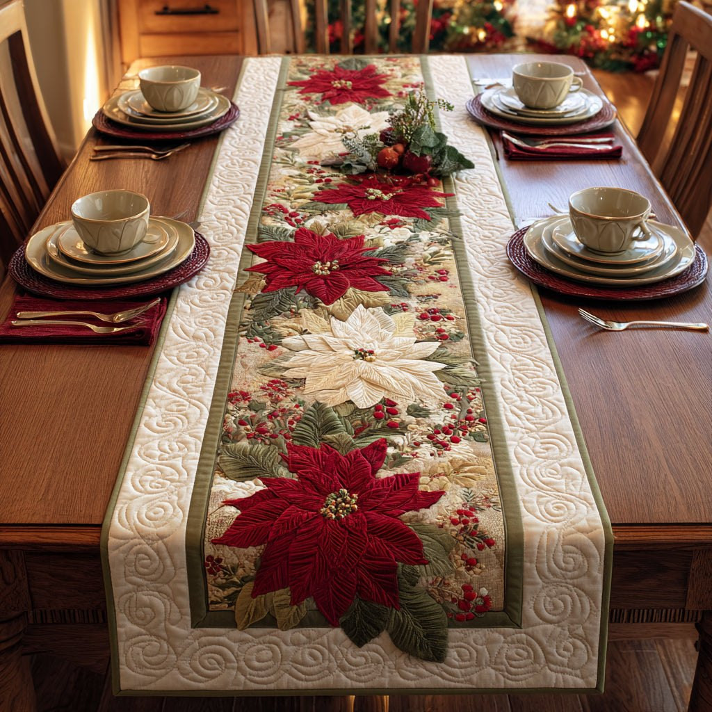 Berry Poinsettia Trail Table Runner - Made to Order TABLE928