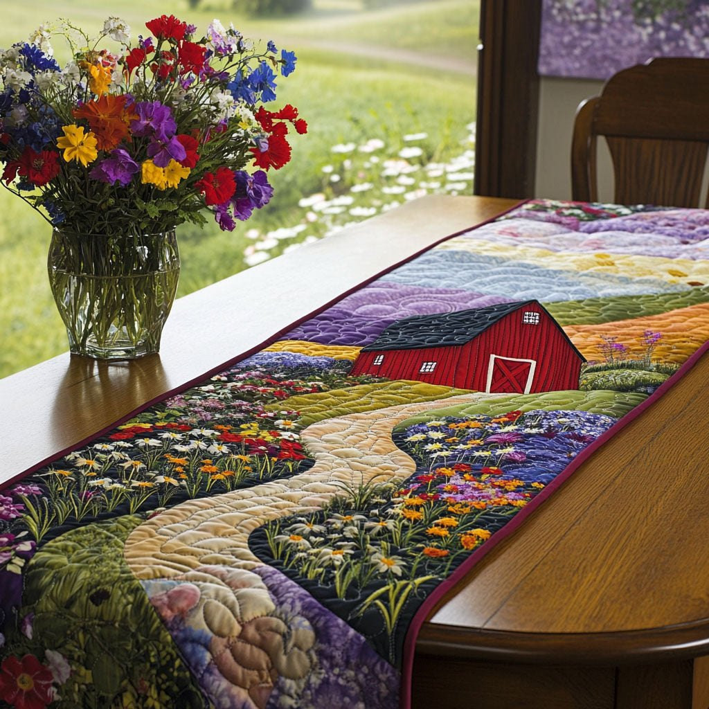 Barn Path with Flowers Table Runner - Made to Order TABLE928
